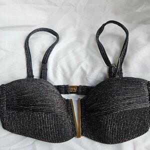Kenneth Cole  SZ S Black Metallic Shine Bikini TOP